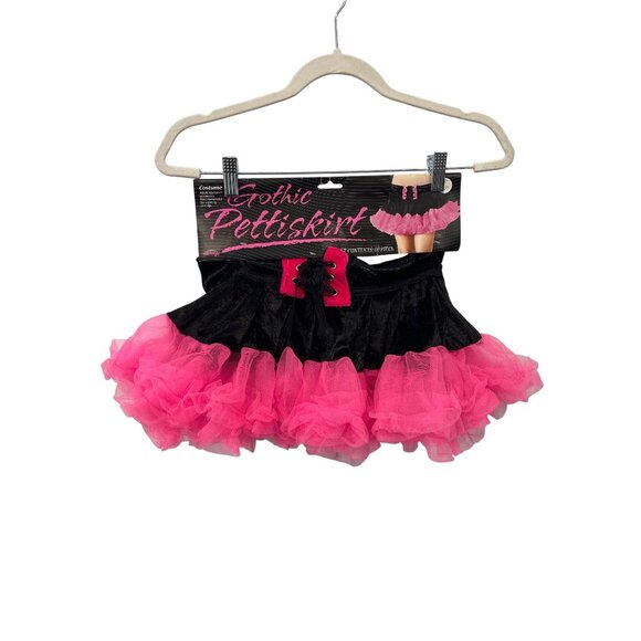 Fun World Gothic Pettiskirt Adult One Size Black Pink Tulle Cosplay Costume NEW - Picture 1 of 6